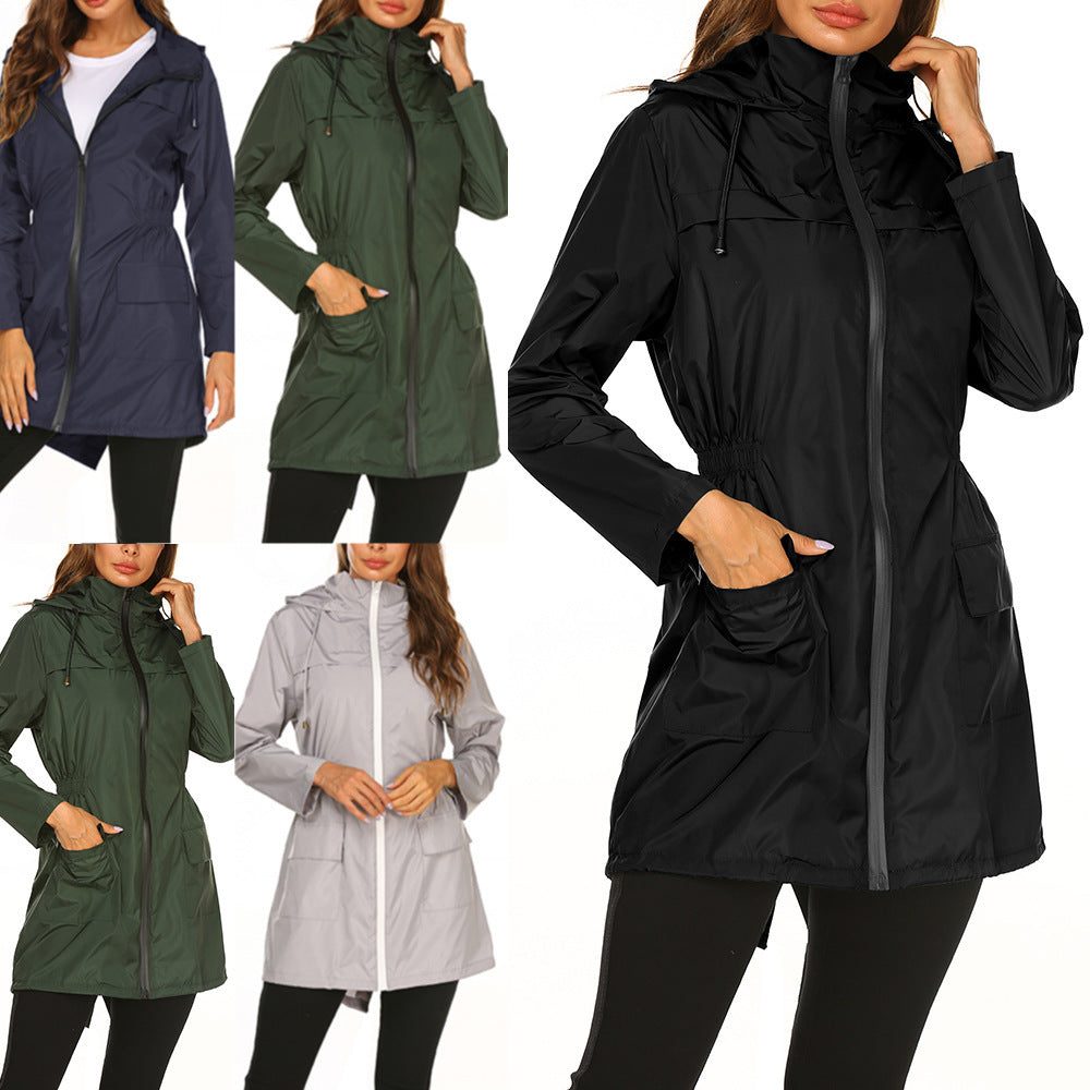 Regenjas Dames Tuniekvallend Capuchon Lang – Herfst | Miss Madera - Miss Madera MIS-DKMN9A