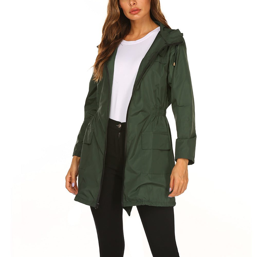 Regenjas Dames Tuniekvallend Capuchon Lang – Herfst | Miss Madera - Miss Madera MIS-XDI746