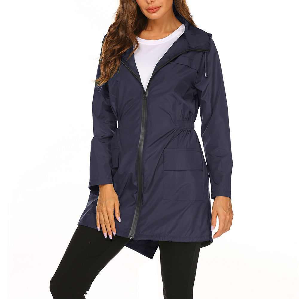 Regenjas Dames Tuniekvallend Capuchon Lang – Herfst | Miss Madera - Miss Madera MIS-DKMN9A