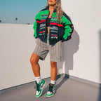 Retro Racing Jacket Dames Oversized Print | Casual - Miss Madera