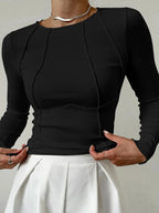 Ribgebreide Top Dames | Naaddetails Modern Silhouet - Miss Madera