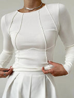 Ribgebreide Top Dames | Naaddetails Modern Silhouet - Miss Madera