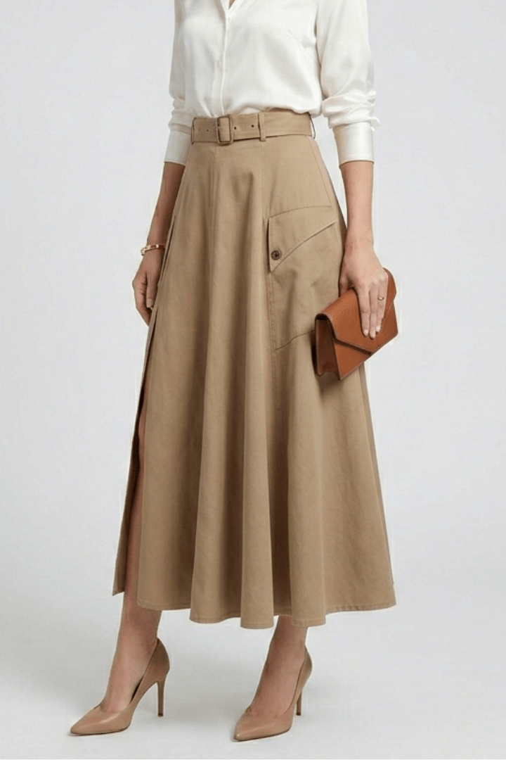 Rok Dames Maxi A-lijn Hoge Taille Zijsplit – Dagelijks | Miss Madera - Miss Madera MIS-B2M8YK