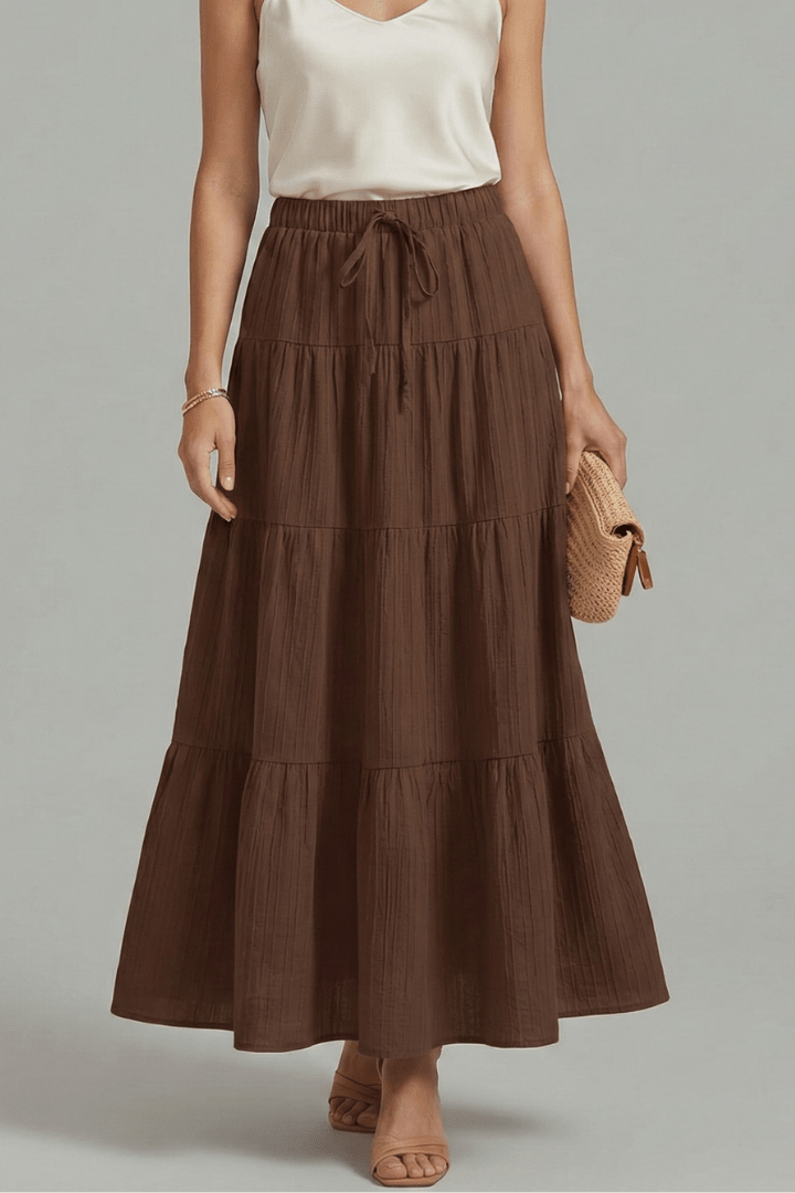 Rok Dames Maxi Gelaagd Elastische Taille – Casual Chic | Miss Madera - Miss Madera MIS-V5XQ0Z