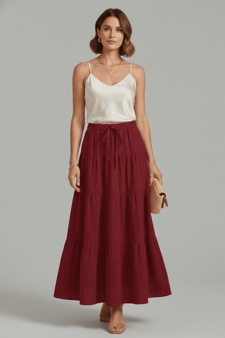 Rok Dames Maxi Gelaagd Elastische Taille – Casual Chic | Miss Madera - Miss Madera MIS-0I5UUW