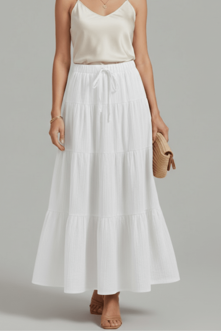 Rok Dames Maxi Gelaagd Elastische Taille – Casual Chic | Miss Madera - Miss Madera MIS-JG5JR1