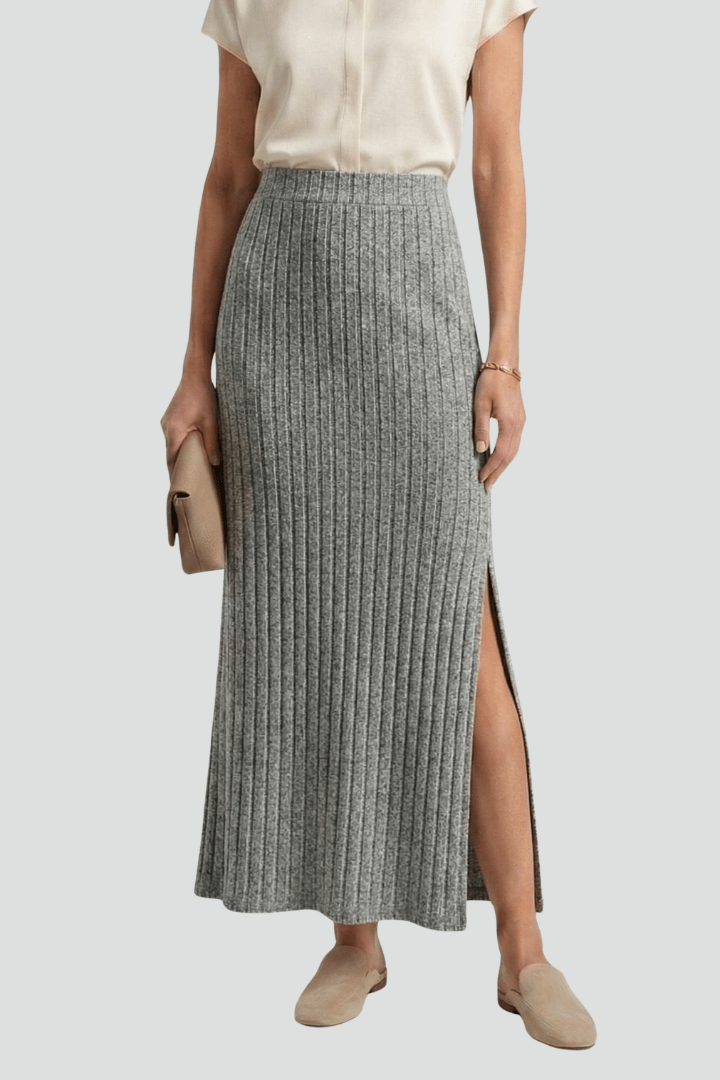 Rok Dames Maxi Geribd Rechte Fit Zijsplit – Avond | Miss Madera - Miss Madera MIS-Y2TXB0