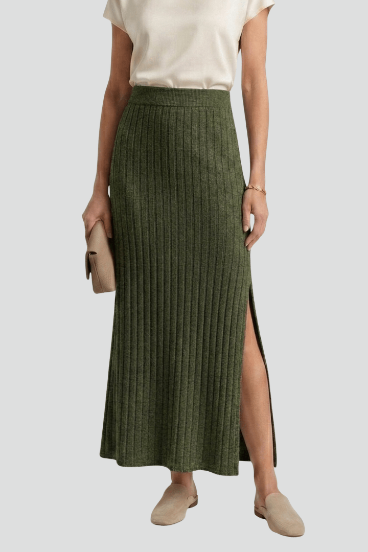 Rok Dames Maxi Geribd Rechte Fit Zijsplit – Avond | Miss Madera - Miss Madera MIS-HYRTK3