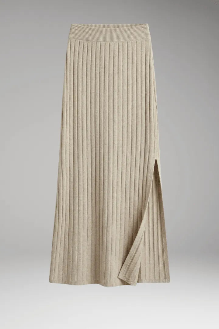 Rok Dames Maxi Geribd Rechte Fit Zijsplit – Avond | Miss Madera