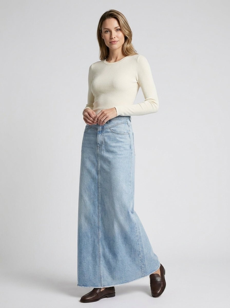 Rok Dames Maxi Hoge Taille Denim – Weekend | Miss Madera - Miss Madera MIS-SGPHAI