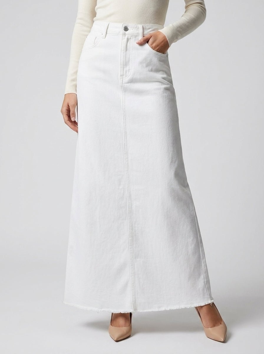 Rok Dames Maxi Hoge Taille Denim – Weekend | Miss Madera - Miss Madera MIS-QT6GDK