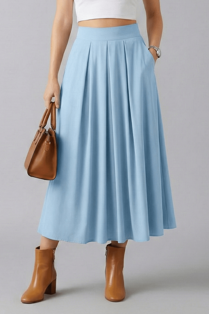 Rok Dames Maxi Hoge Taille Geplooid – Casual Chic | Miss Madera - Miss Madera MIS-IS3VUO