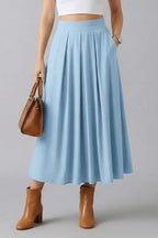 Rok Dames Maxi Hoge Taille Geplooid – Casual Chic | Miss Madera - Miss Madera MIS-IS3VUO