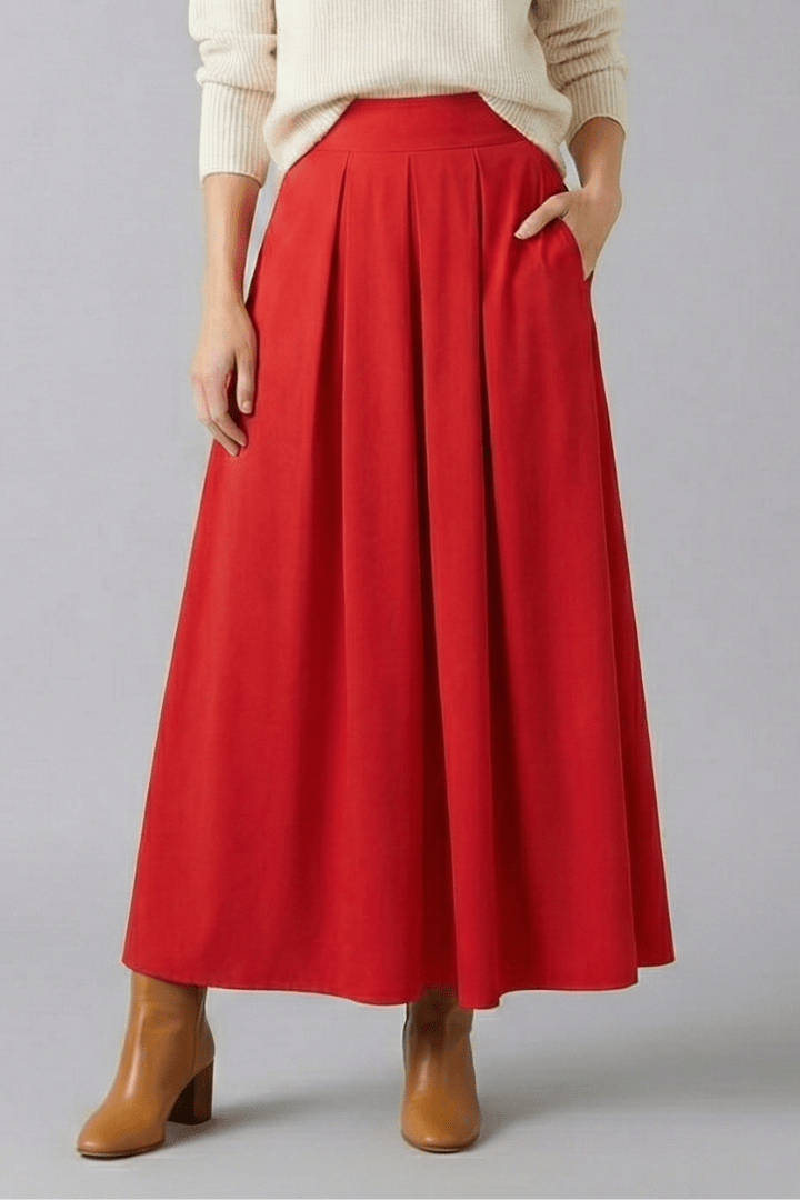 Rok Dames Maxi Hoge Taille Geplooid – Casual Chic | Miss Madera - Miss Madera MIS-WE4UNH