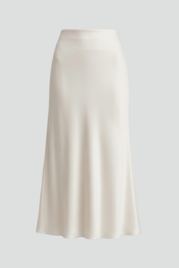 Rok Dames Midi Hoge Taille Gedrapeerd Satijn – Feest | Miss Madera - Miss Madera MIS-HPNCU9