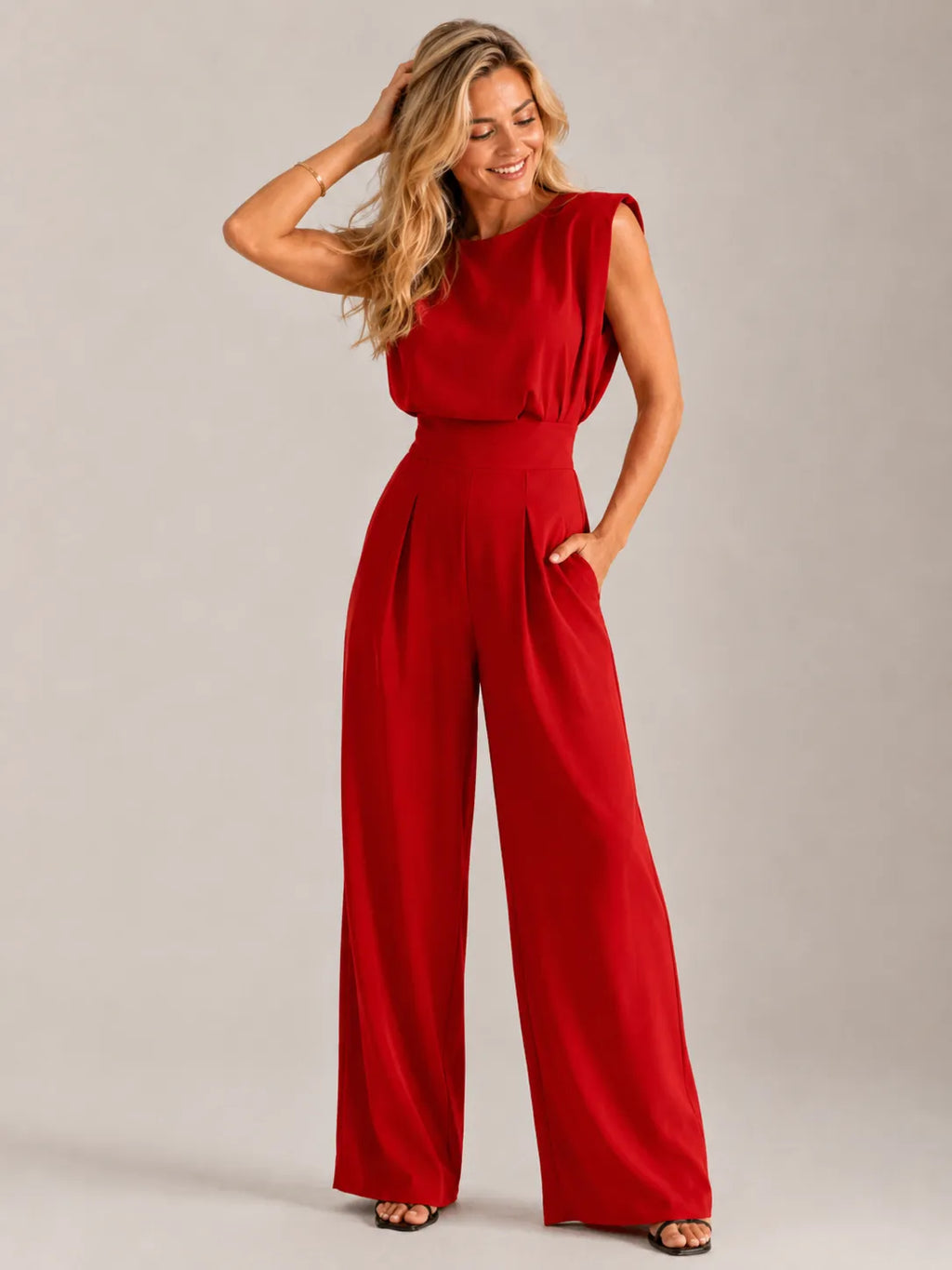 Miss | Jumpsuit Dames Mouwloos Hoge Taille Rechte Pijpen - Polyester