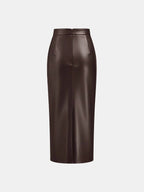 Ruched Leather Midi Skirt voor Fashion‑bewuste Vrouwen - Miss Madera