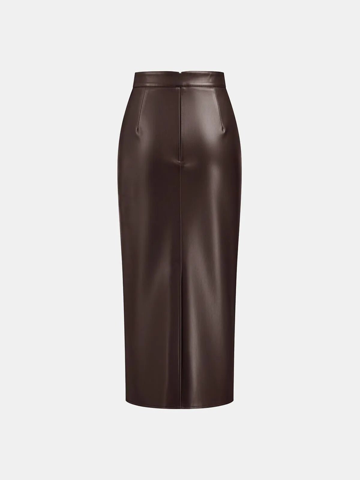 Ruched Leather Midi Skirt voor Fashion‑bewuste Vrouwen - Miss Madera
