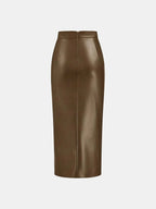 Ruched Leather Midi Skirt voor Fashion‑bewuste Vrouwen - Miss Madera