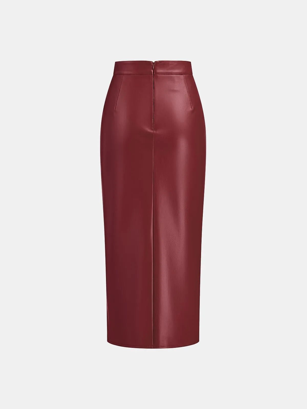 Ruched Leather Midi Skirt voor Fashion‑bewuste Vrouwen - Miss Madera