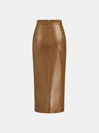 Ruched Leather Midi Skirt voor Fashion‑bewuste Vrouwen - Miss Madera