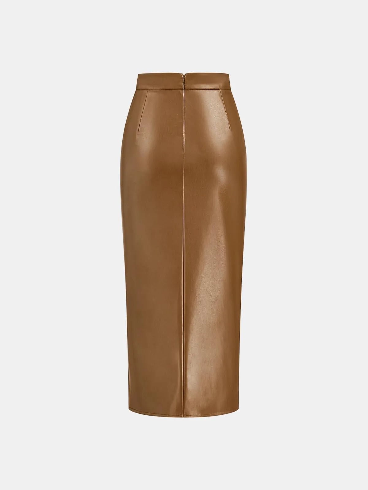 Ruched Leather Midi Skirt voor Fashion‑bewuste Vrouwen - Miss Madera