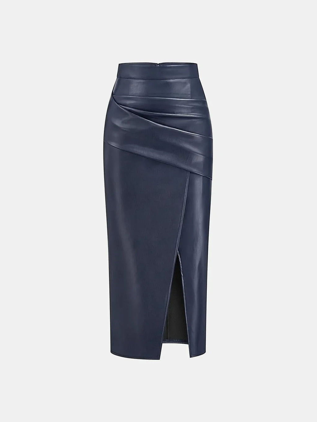 Ruched Leather Midi Skirt voor Fashion‑bewuste Vrouwen - Miss Madera