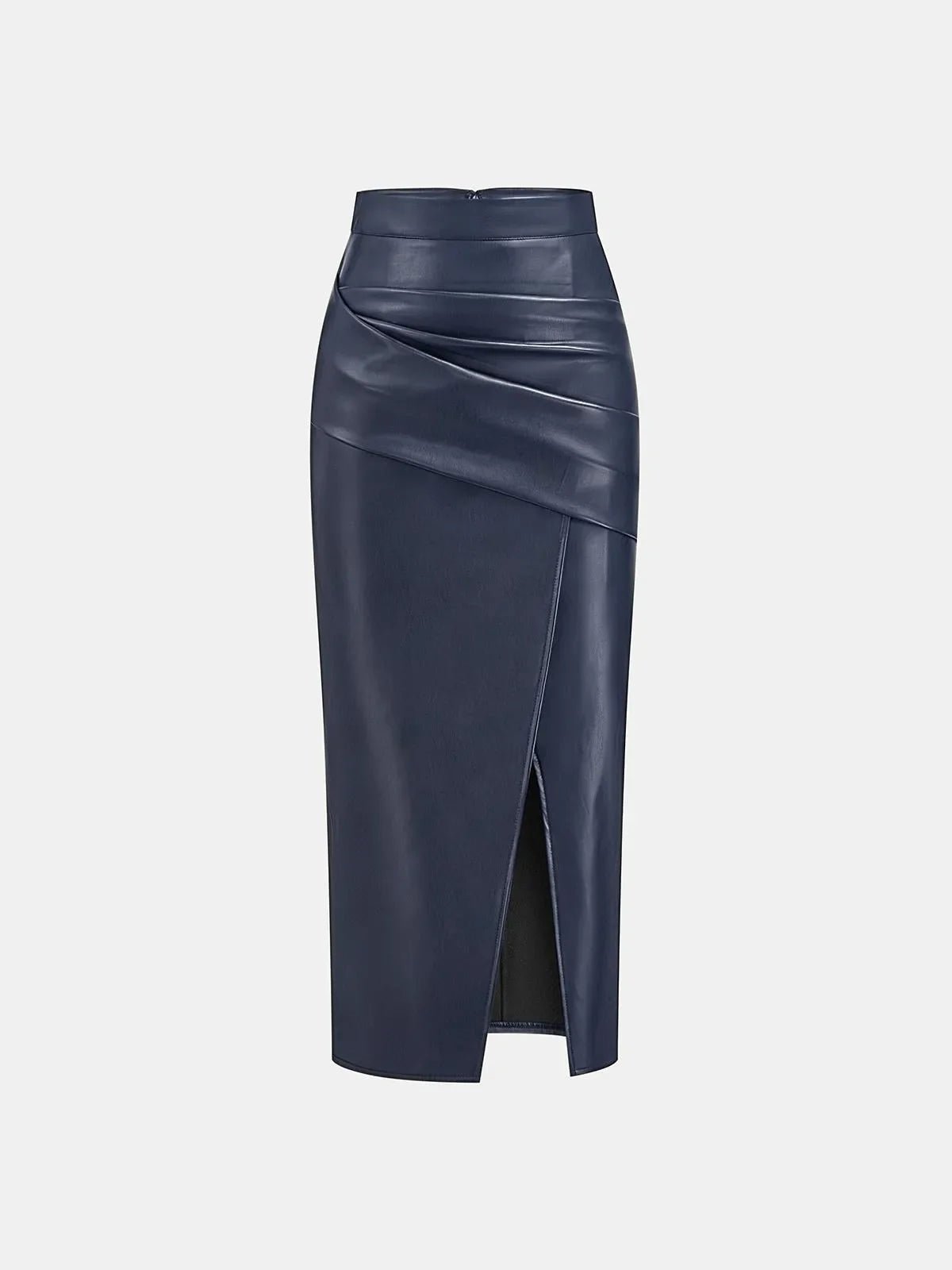 Ruched Leather Midi Skirt voor Fashion‑bewuste Vrouwen - Miss Madera