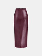 Ruched Leather Midi Skirt voor Fashion‑bewuste Vrouwen - Miss Madera