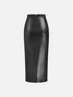 Ruched Leather Midi Skirt voor Fashion‑bewuste Vrouwen - Miss Madera