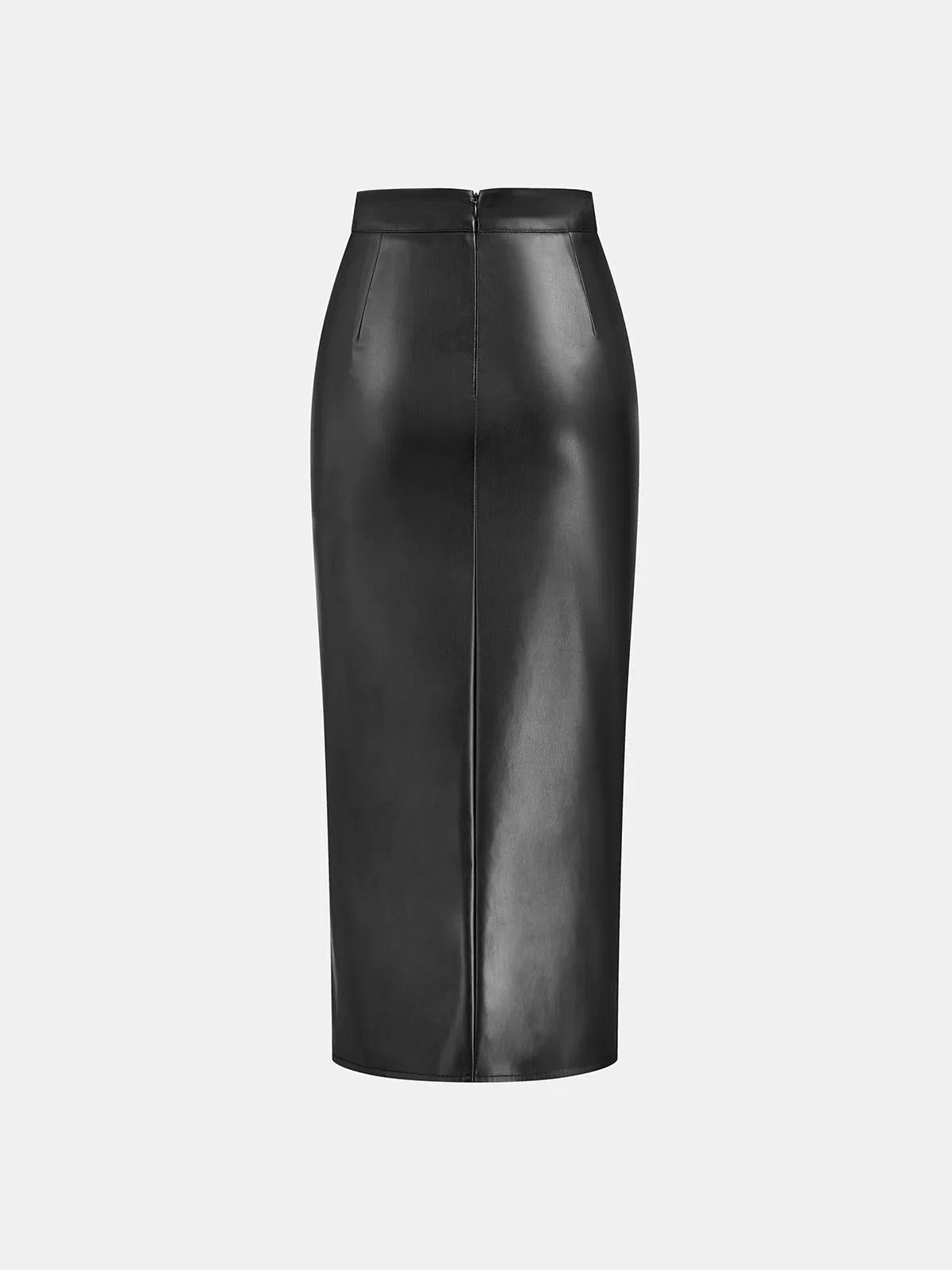 Ruched Leather Midi Skirt voor Fashion‑bewuste Vrouwen - Miss Madera