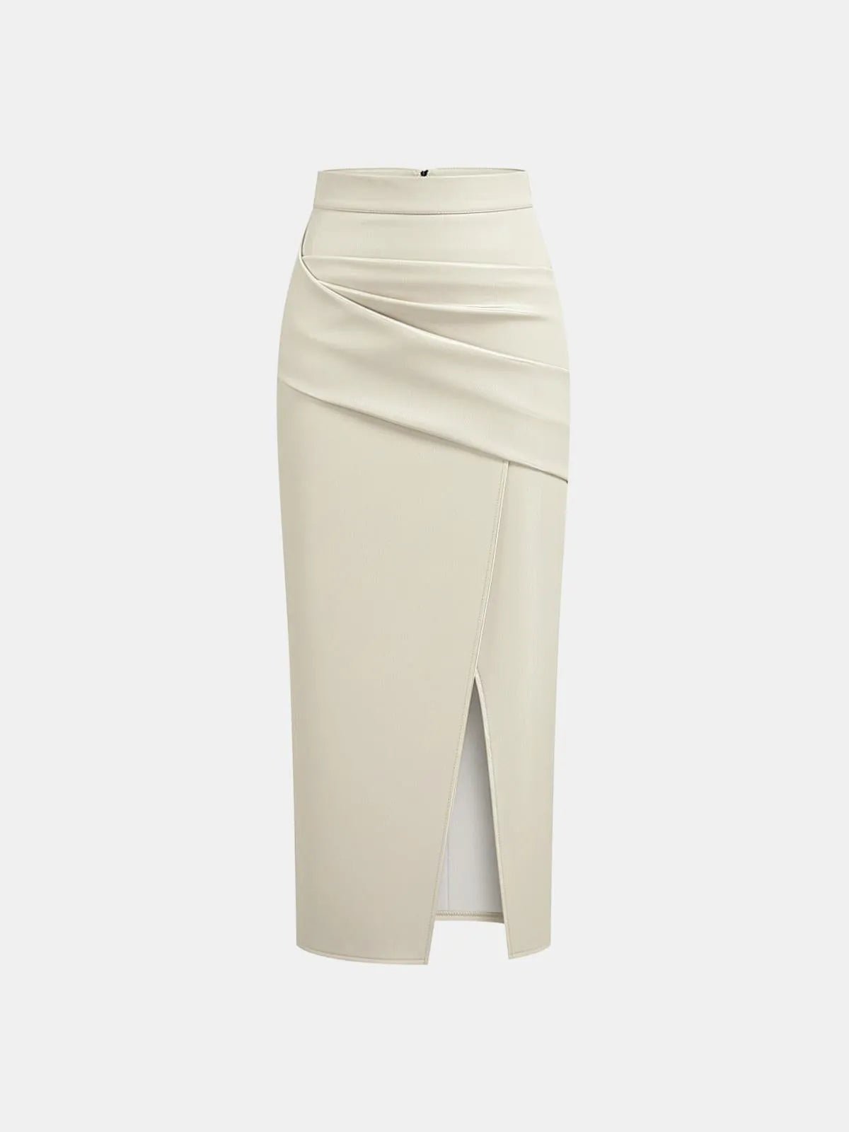 Ruched Leather Midi Skirt voor Fashion‑bewuste Vrouwen - Miss Madera