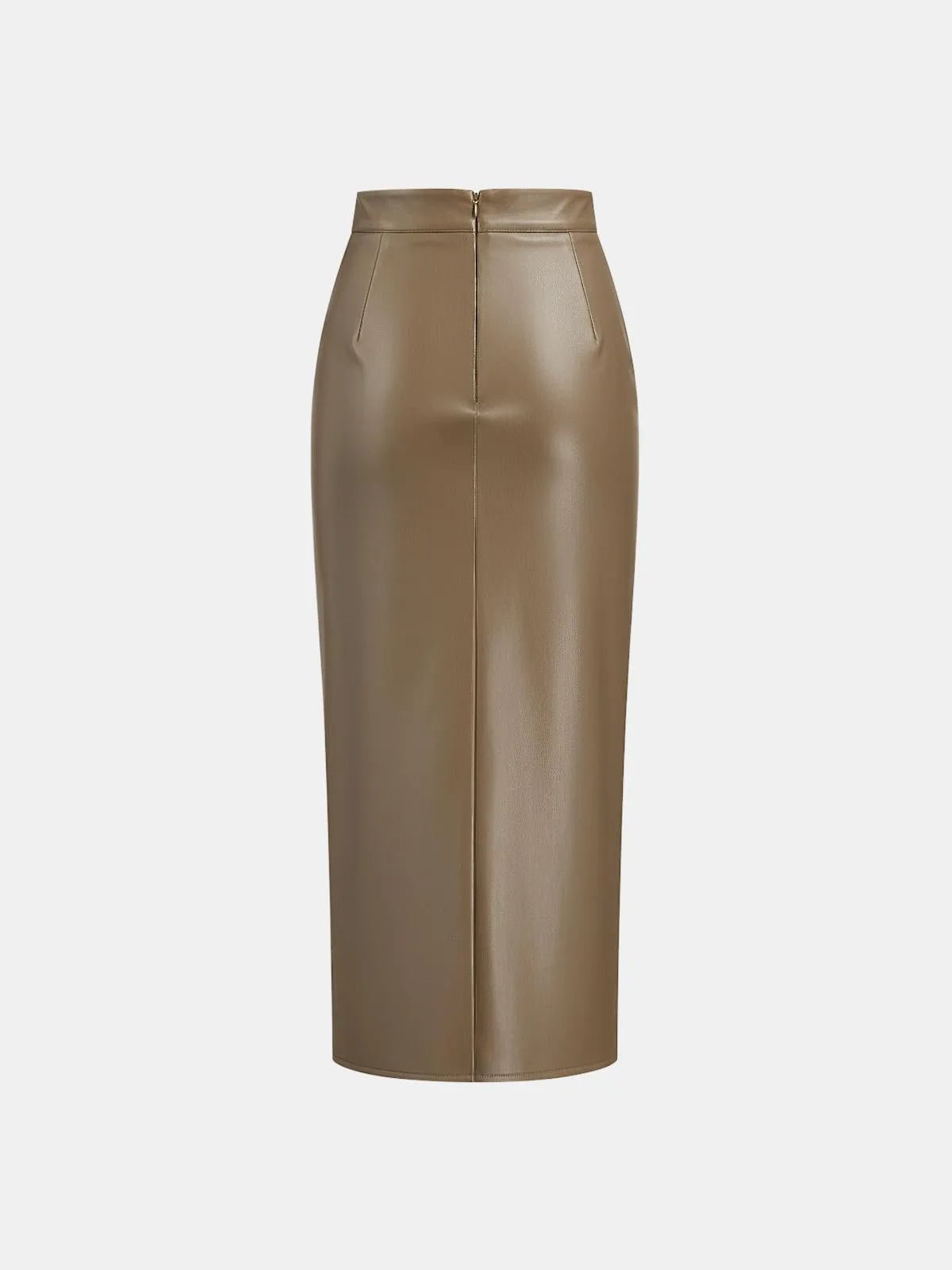 Ruched Leather Midi Skirt voor Fashion‑bewuste Vrouwen - Miss Madera