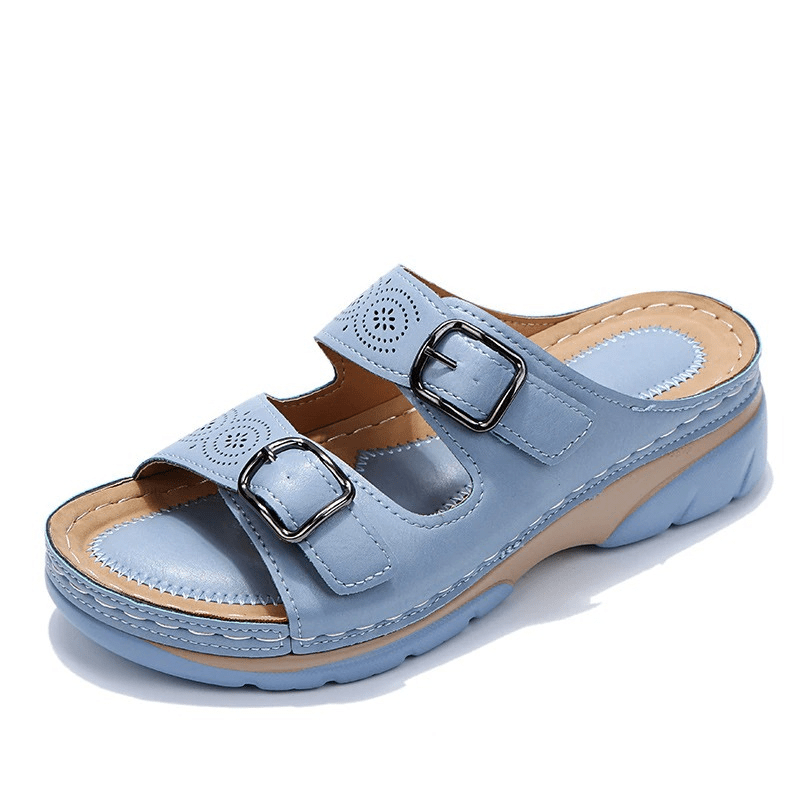 Sandalen Dames | Sleehak Gesp Synthetisch Leer - Miss Madera