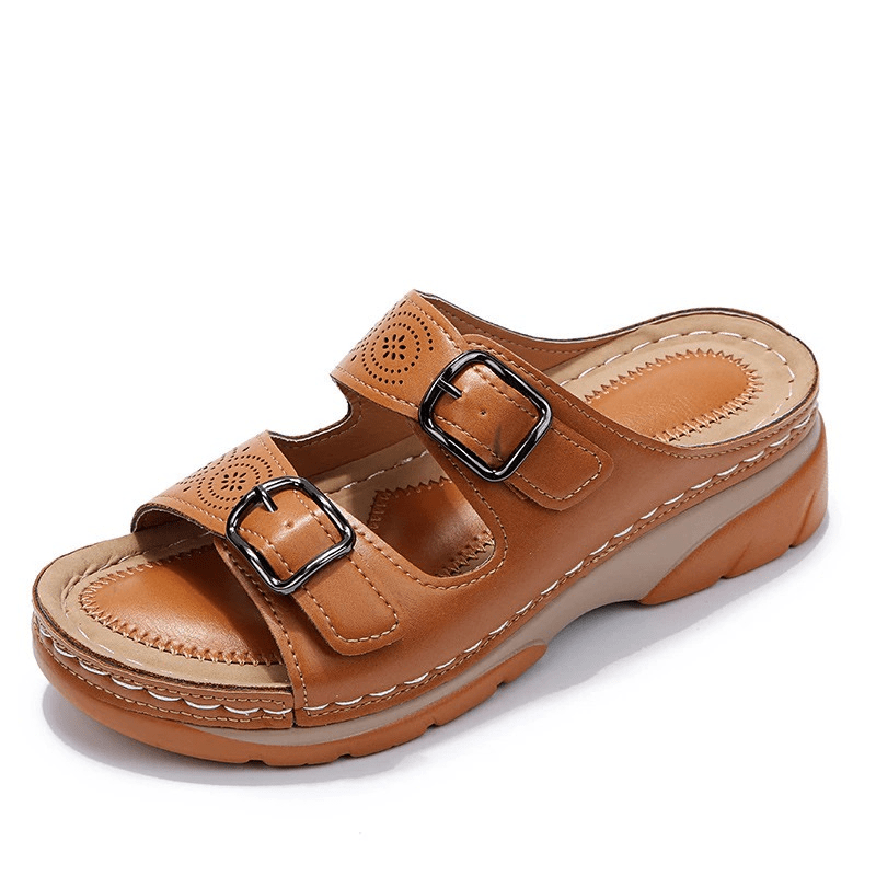 Sandalen Dames | Sleehak Gesp Synthetisch Leer - Miss Madera