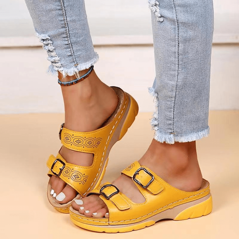 Sandalen Dames | Sleehak Gesp Synthetisch Leer - Miss Madera
