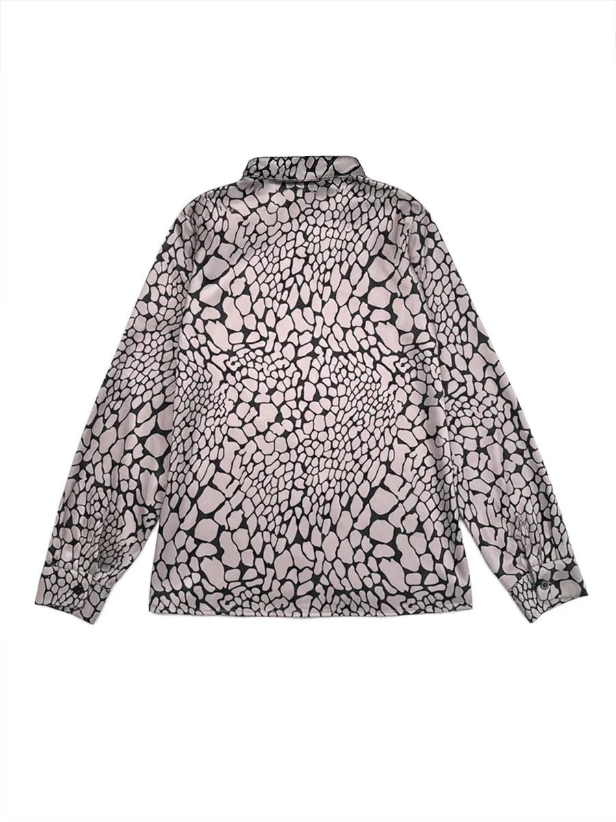 Satijnen Blouse Dames | Abstract Print Soepel Vallend - Miss Madera