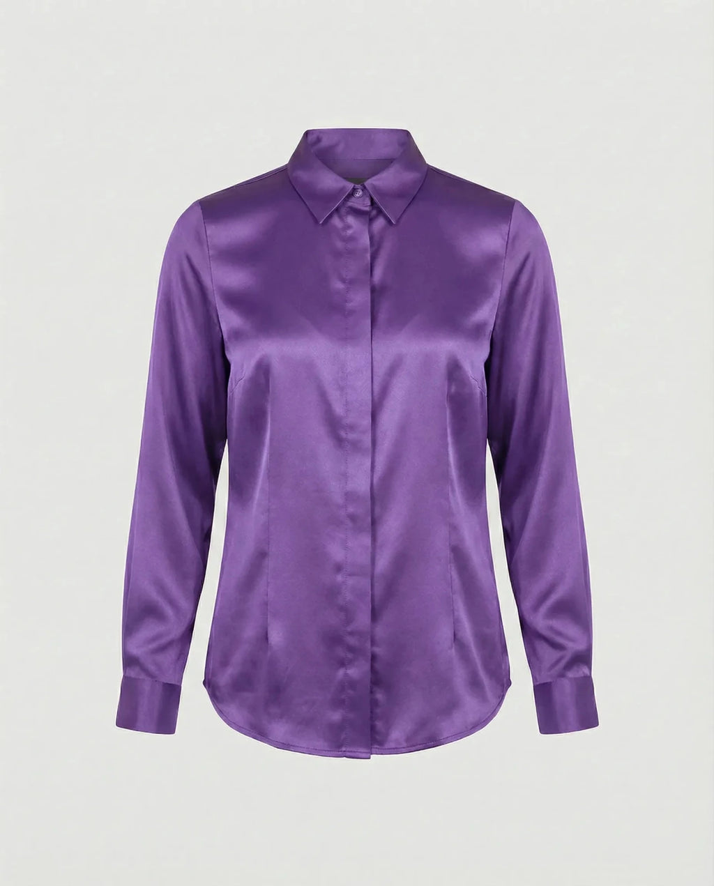 Satijnen Blouse Dames | Getailleerd Glanzende Afwerking - Miss Madera