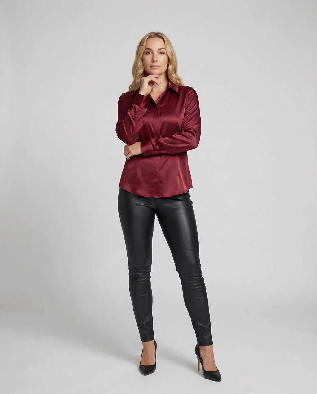 Satijnen Blouse Dames | Getailleerd Glanzende Afwerking - Miss Madera