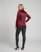 Satijnen Blouse Dames | Getailleerd Glanzende Afwerking - Miss Madera
