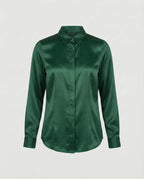 Satijnen Blouse Dames | Getailleerd Glanzende Afwerking - Miss Madera