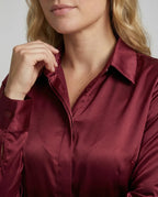 Satijnen Blouse Dames | Getailleerd Glanzende Afwerking - Miss Madera