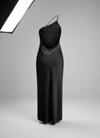 Satijnen Slip Dress Dames | One - Shoulder Hoge Split - Miss Madera