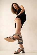 Slippers met zebraprint en blokhak - Miss Madera