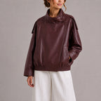 Bomberjack Dames Oversized Leatherlook met Hoge Kraag - Red Carpet