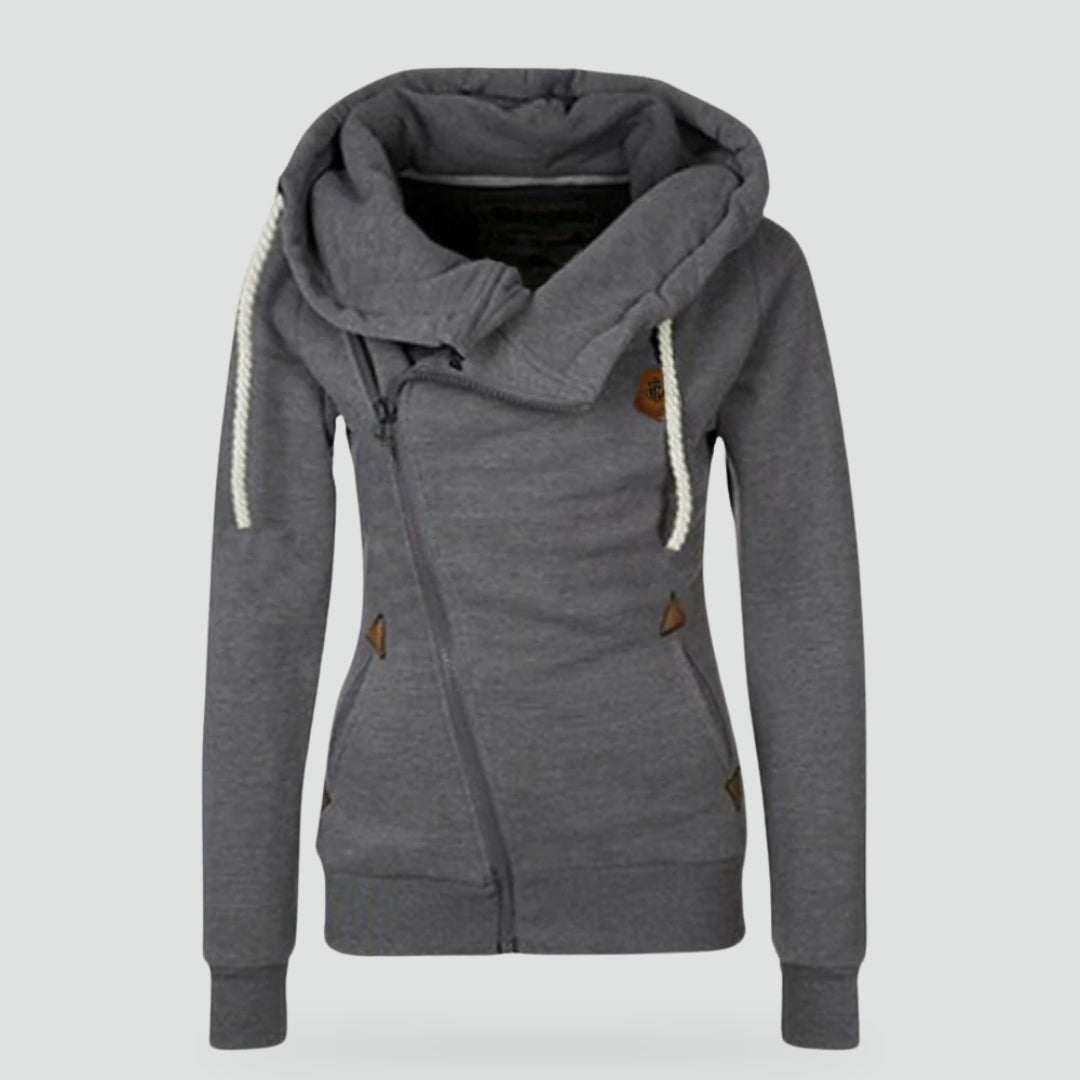 Hoodie Dames Asymmetrische Capuchon Sportief - Polyester - Grijs