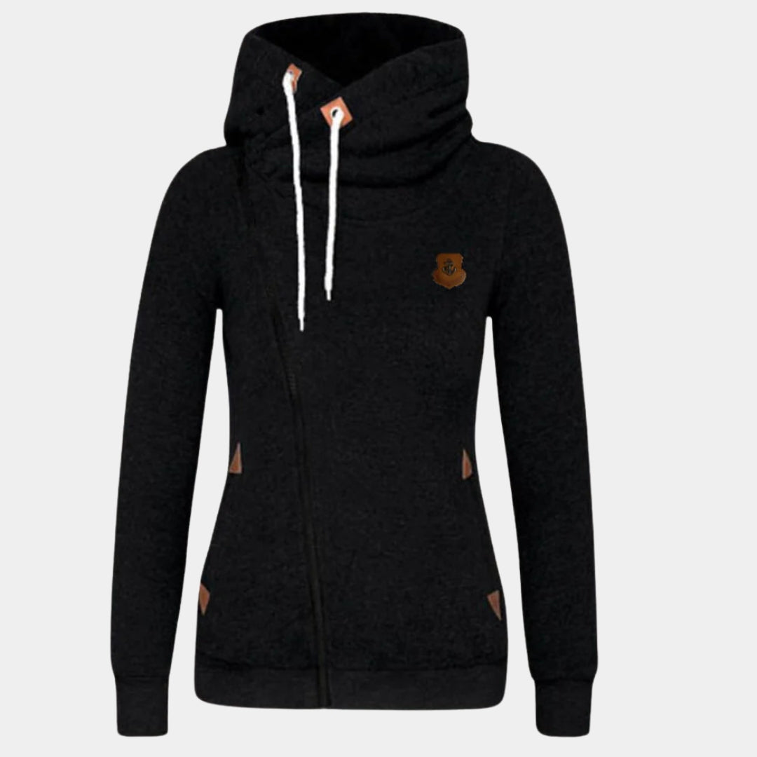 Hoodie Dames Asymmetrische Capuchon Sportief - Polyester - Zwart