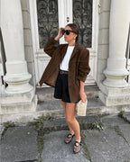 Suède Blazer Dames | Knoopsluiting Strijkvrij Elegant - Miss Madera