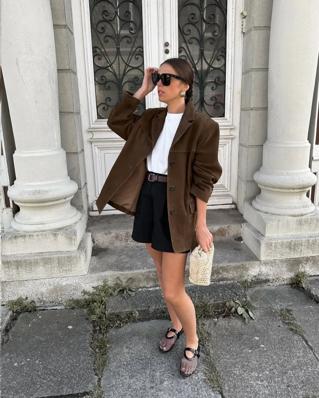 Suède Blazer Dames | Knoopsluiting Strijkvrij Elegant - Miss Madera