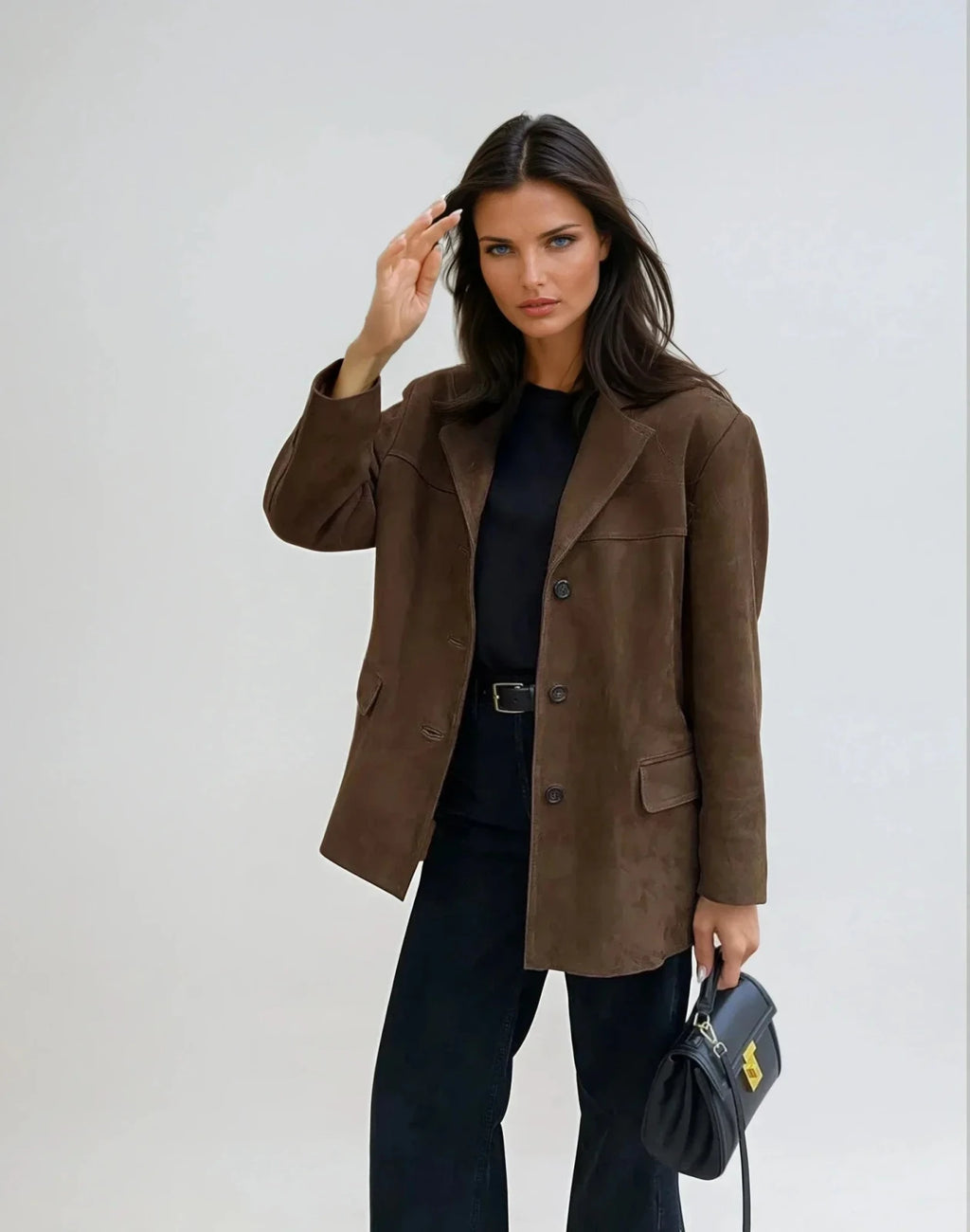 Suède Blazer Dames | Knoopsluiting Strijkvrij Elegant - Miss Madera